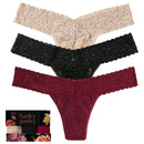 Hanky Panky Beige Signature Lace Low Rise 3 Pack Thongs