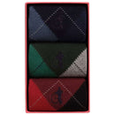 London Sock Company Red Balmoral Argyle 3-Pair Sock Box Set
