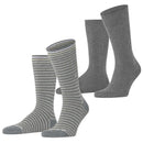 Burlington Grey Everyday Stripe 2-Pack Socks