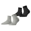 Esprit Grey Fine Line 2 Pack Short Socks
