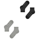 Esprit Grey Fine Line 2 Pack Short Socks