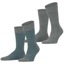 Esprit Grey Fine Stripe 2 Pack Socks