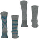Esprit Grey Fine Stripe 2 Pack Socks