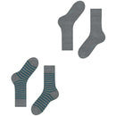 Esprit Grey Fine Stripe 2 Pack Socks