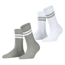 Esprit Grey Tennis Stripe 2 Pack Socks