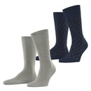 Esprit Navy Fine Dot 2 Pack Socks