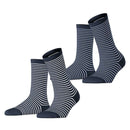 Esprit Navy Fine Line 2 Pack Socks