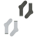 Esprit White Allover Stripe 2 Pack Socks