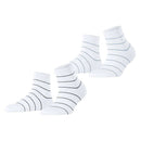 Esprit White Fine Line 2 Pack Short Socks