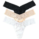 Hanky Panky Black Cotton 3 Pack Low Rise Thong