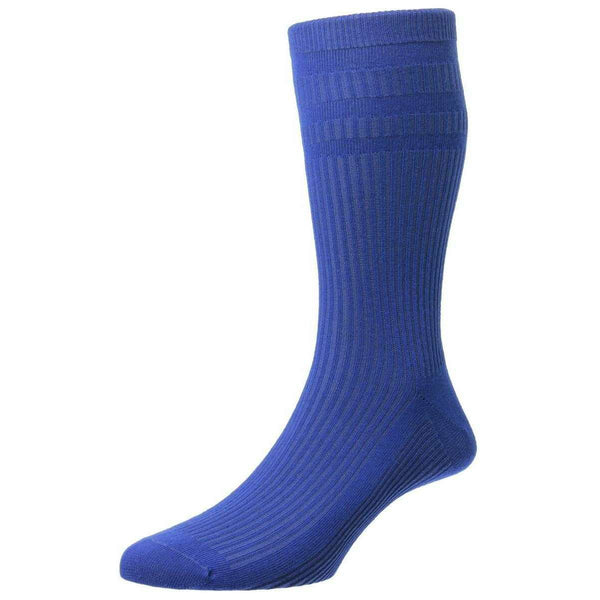HJ Hall Blue Original Cotton Softop Socks