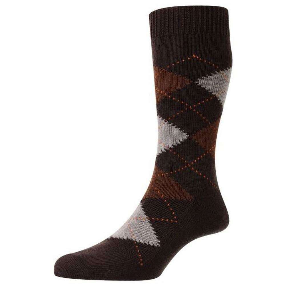 Pantherella Brown Racton Argyle Merino Wool Socks The Socks Emporium