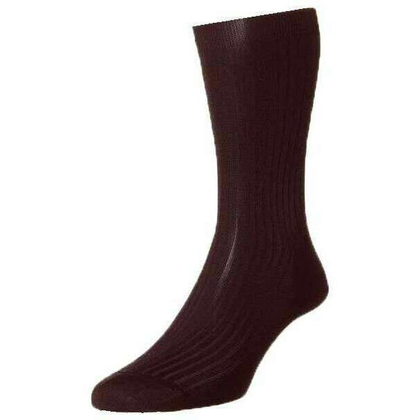 Pantherella Burgundy Baffin Rib Silk Socks