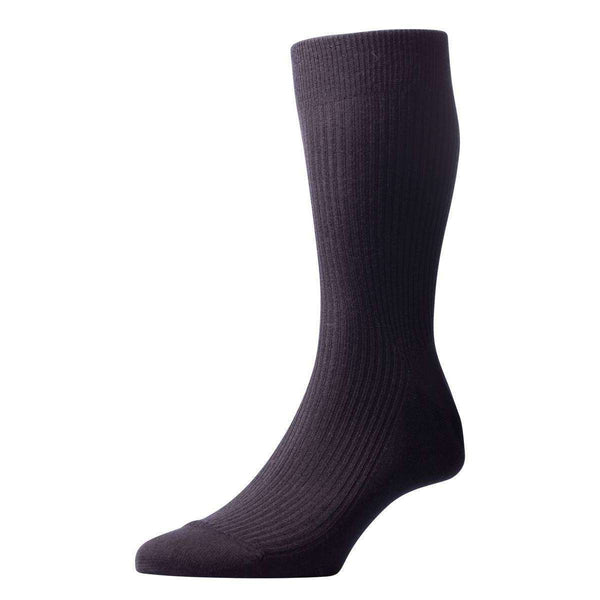 Pantherella Black Naish Rib Merino Wool Socks