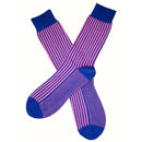 Bassin and Brown Navy Vertical Stripe Midcalf Socks