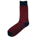 Bassin and Brown Navy Vertical Stripe Midcalf Socks