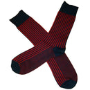 Bassin and Brown Navy Vertical Stripe Midcalf Socks