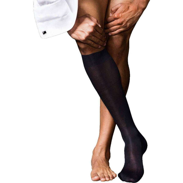 Falke Navy No4 Pure Silk Knee High Socks