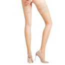 Falke Beige Seidenglatt 15 Den Stay Up Transparent Floral Stockings