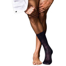 Falke Navy No4 Pure Silk Midcalf Socks
