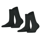 Esprit Black Fine Dot 2 Pack Socks