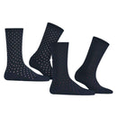 Esprit Navy Fine Dot 2 Pack Socks