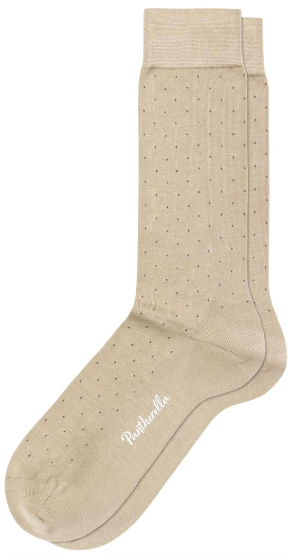 Pantherella Beige Gadsbury Motif Pin Dot Cotton Lisle Socks