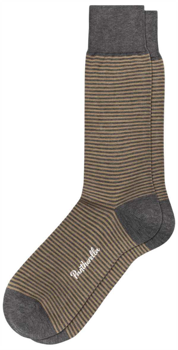 Pantherella Grey Linley 2 Colour Stripe Cotton Lisle Socks