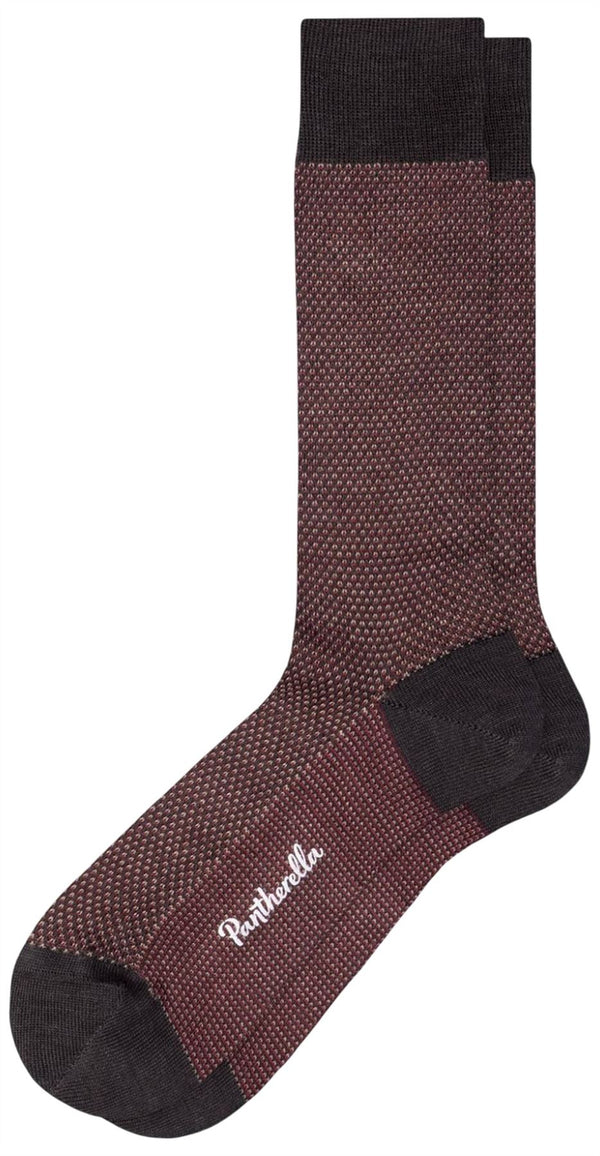 Pantherella Brown Blenheim 3-Colour Birdseye Merino Wool Socks