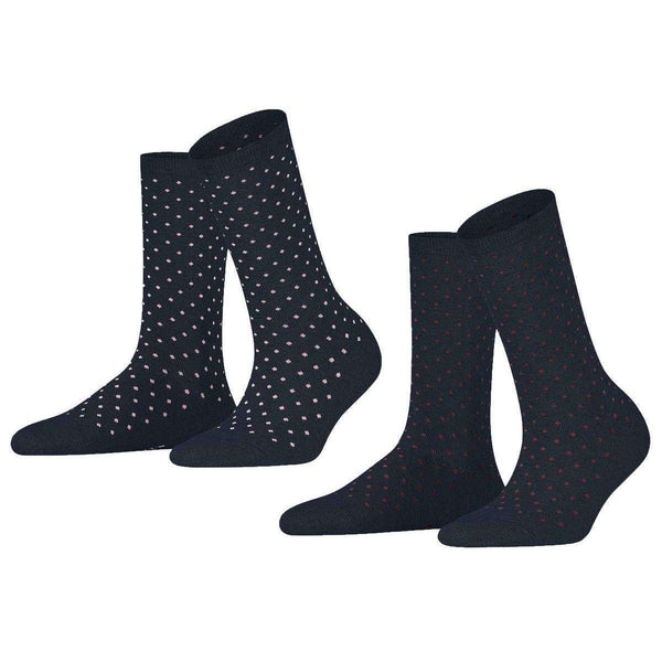 Esprit Navy Fine Dot 2 Pack Socks