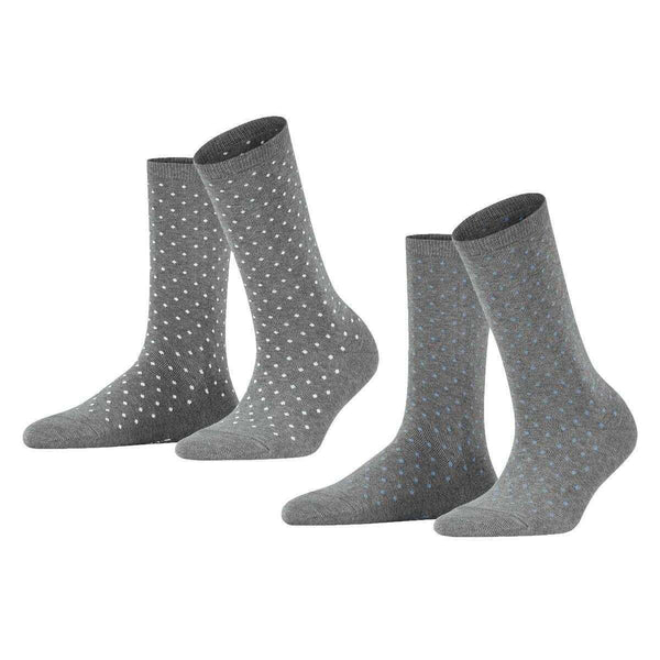 Esprit Grey Fine Dot 2 Pack Socks