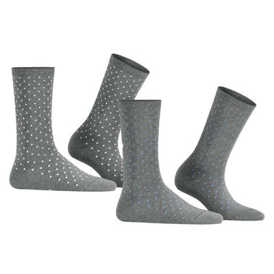 Esprit Grey Fine Dot 2 Pack Socks