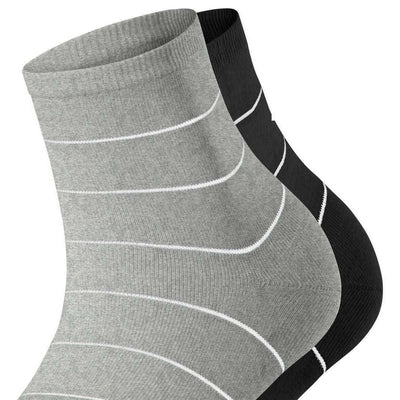 Esprit Grey Fine Line 2 Pack Short Socks