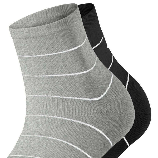 Esprit Grey Fine Line 2 Pack Short Socks