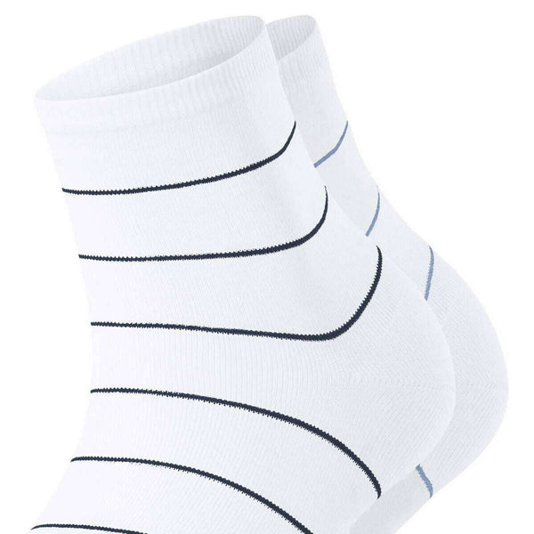 Esprit White Fine Line 2 Pack Short Socks