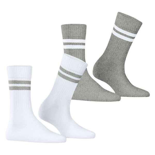 Esprit Grey Tennis Stripe 2 Pack Socks