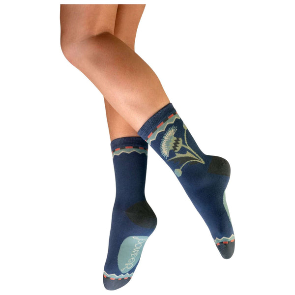 Powder Blue Thistle Ankle Socks