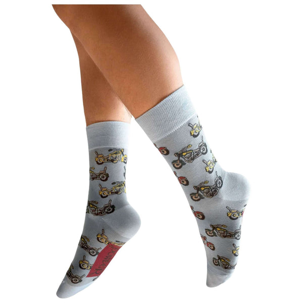 Powder Blue Vintage Motorbikes Socks