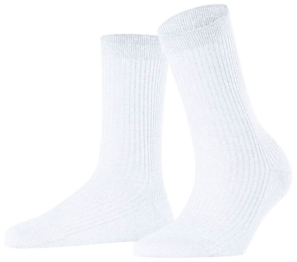 Falke White Shiny Rib Socks