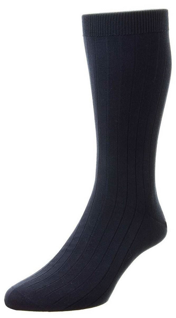 Pantherella Navy Pembrey Sea Island Cotton Socks