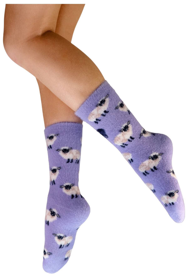 Powder Purple Sheep Fuzzy Socks