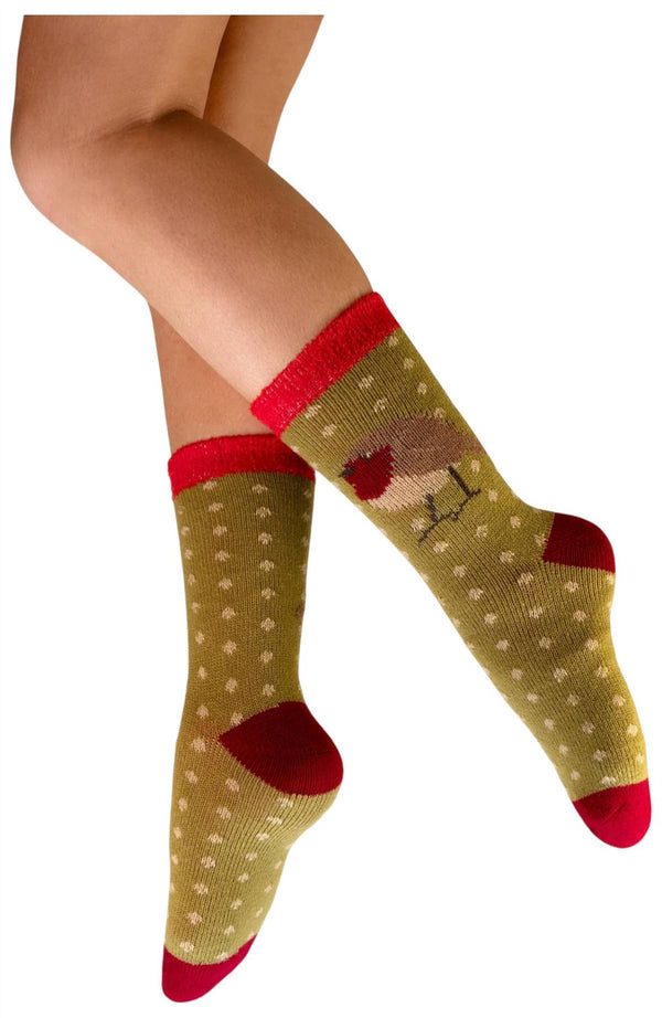 Powder Green Robin Cosy Socks