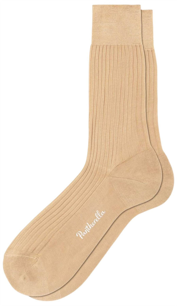 Pantherella Beige Vale Cotton Lisle Tailored Socks