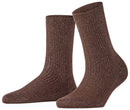 Falke Brown Shiny Rib Socks