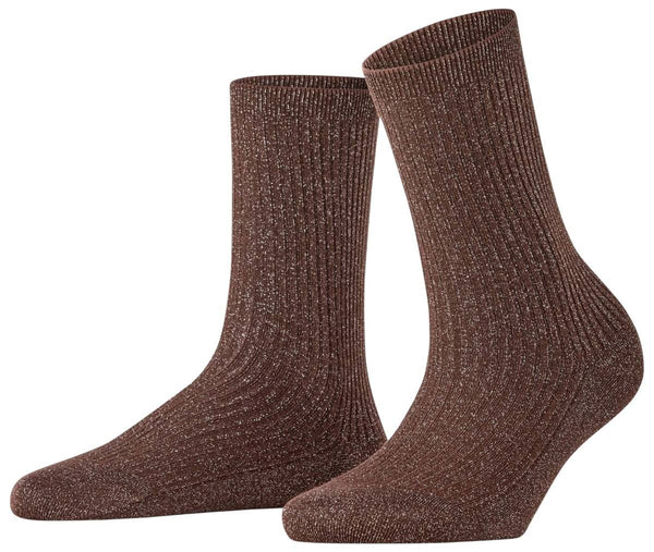 Falke Brown Shiny Rib Socks