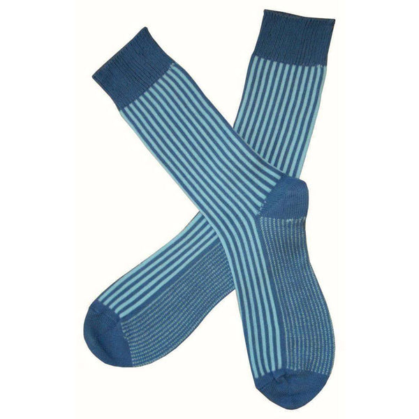 Bassin and Brown Blue Vertical Stripe Midcalf Socks