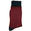 Bassin and Brown Navy Vertical Stripe Midcalf Socks