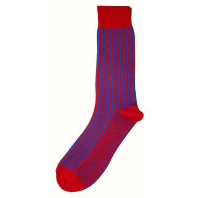 Bassin and Brown Red Vertical Stripe Midcalf Socks