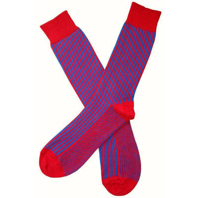 Bassin and Brown Red Vertical Stripe Midcalf Socks