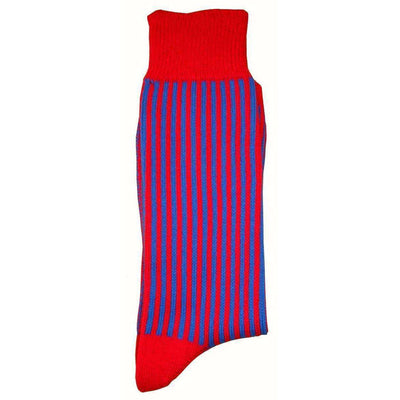 Bassin and Brown Red Vertical Stripe Midcalf Socks